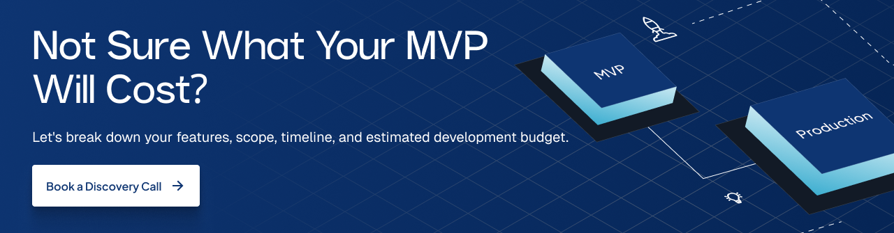 **SEO ALT text:** MVP development cost consultation banner with MVP budget planning and discovery call CTA.